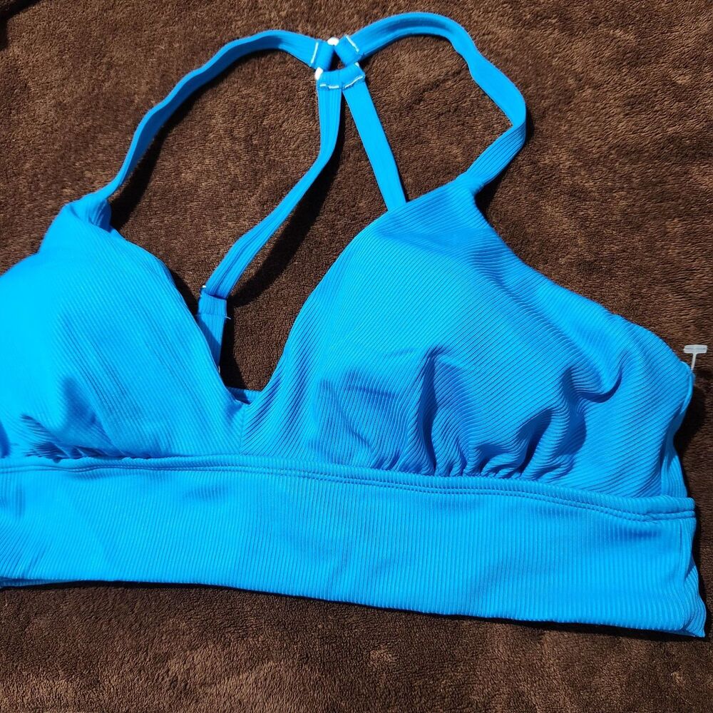Eco Beach Swim Top Size Large Blue Adjustable Straps .  New